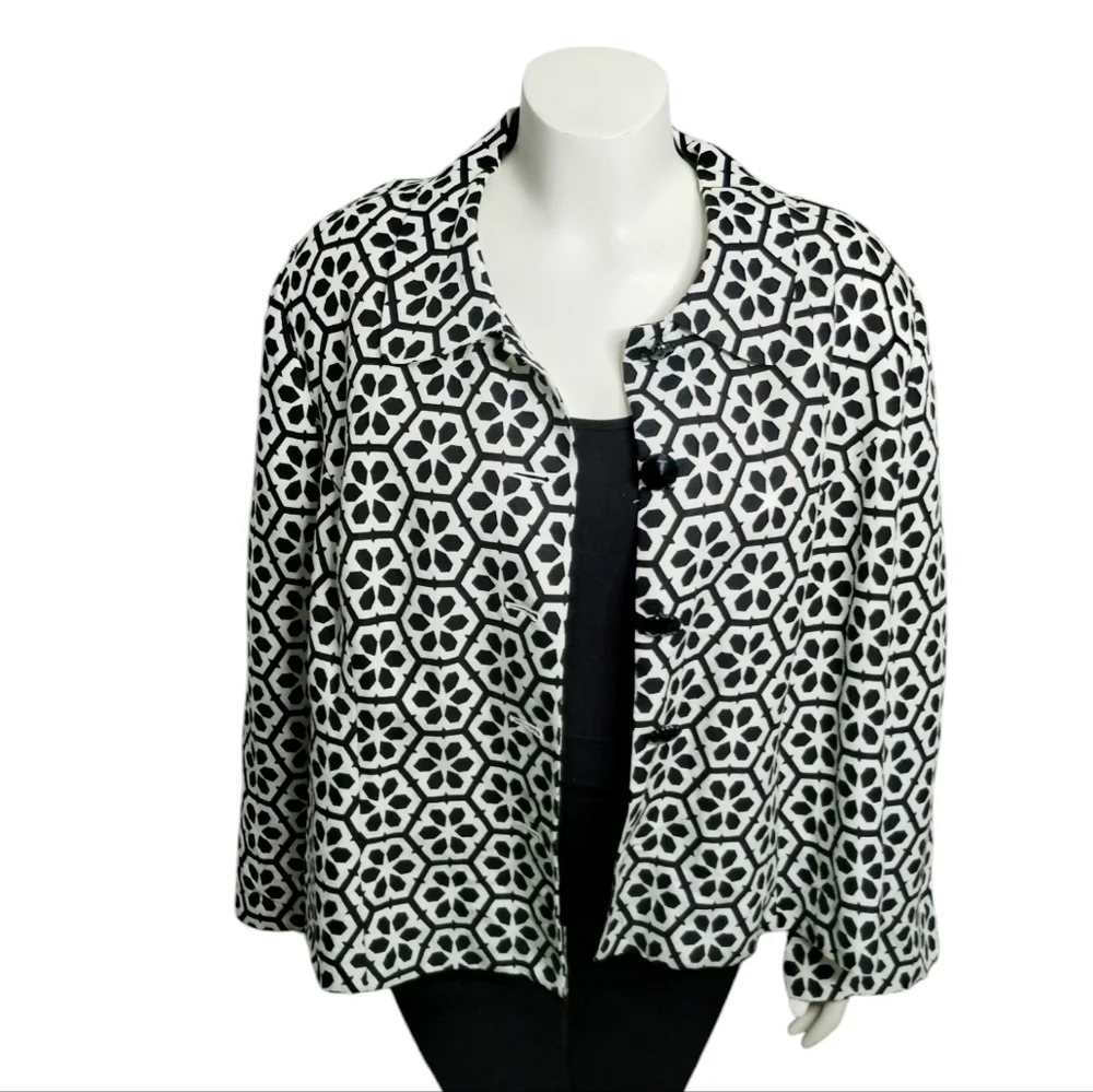 Trenz by Theresa Renz Women's Linen Blend Barrel Jacket size 3X Classic Quiet Lu